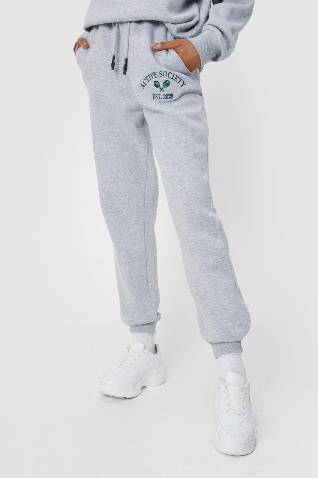 grey graphic joggers